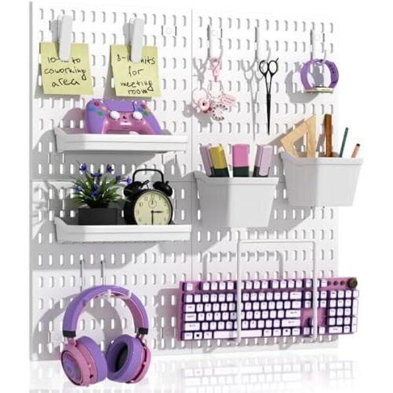 White Pegboard Organizer Set - Maximize Your Workspace Efficiency
