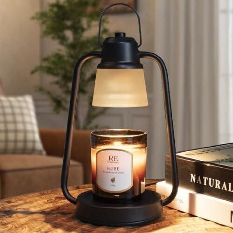 Electric Candle Warmer Lamp with Timer Dimmer - Black Scented Jar Candles Light