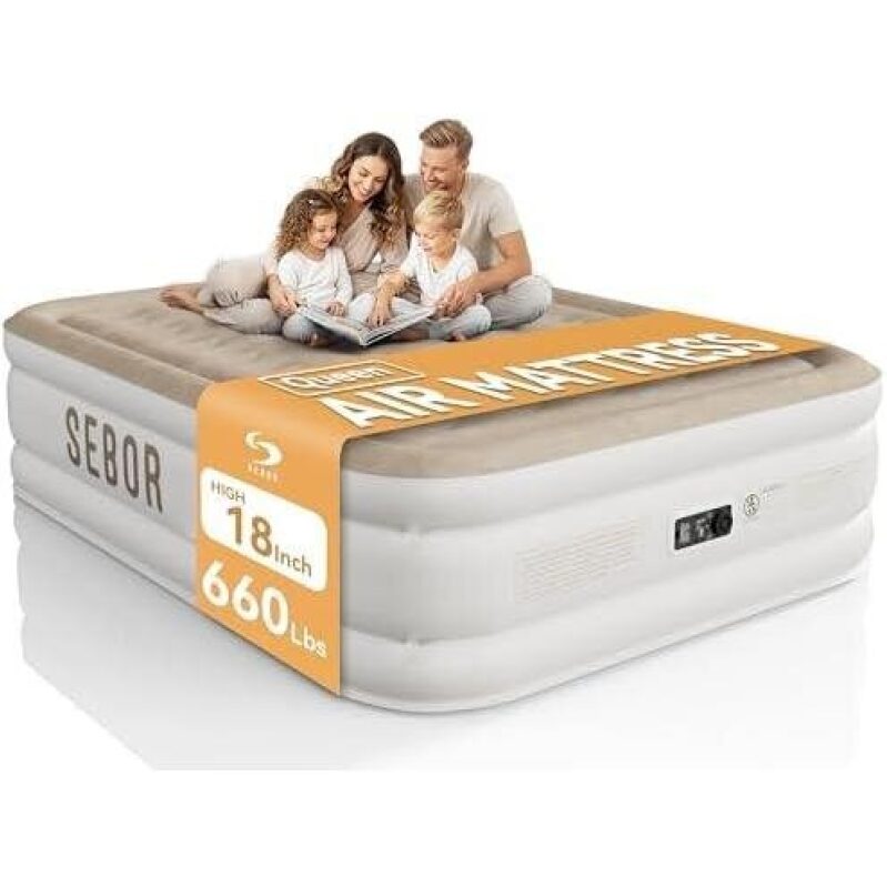 Sebor Air Mattress Queen Size with Built-in Pump - 50% Discount
