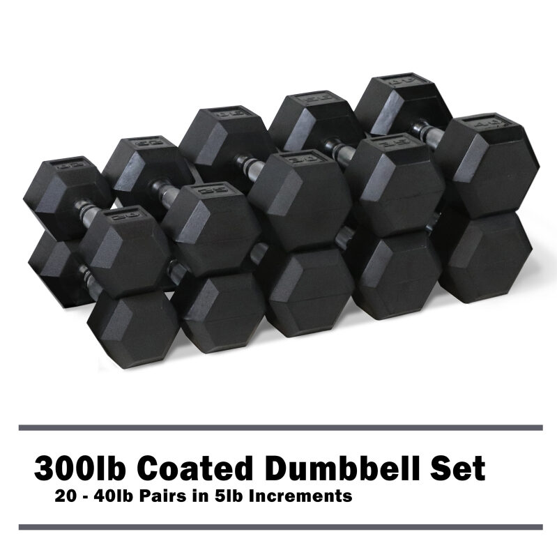CAP 300lb Rubber Hex Dumbbell Set: Premium Quality, Built to Last