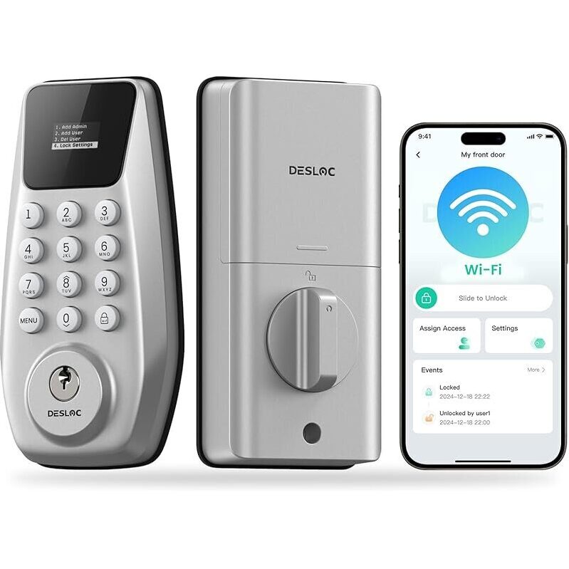 DESLOC C100 Plus WiFi Smart Lock - Keyless Entry with Keypad & Display