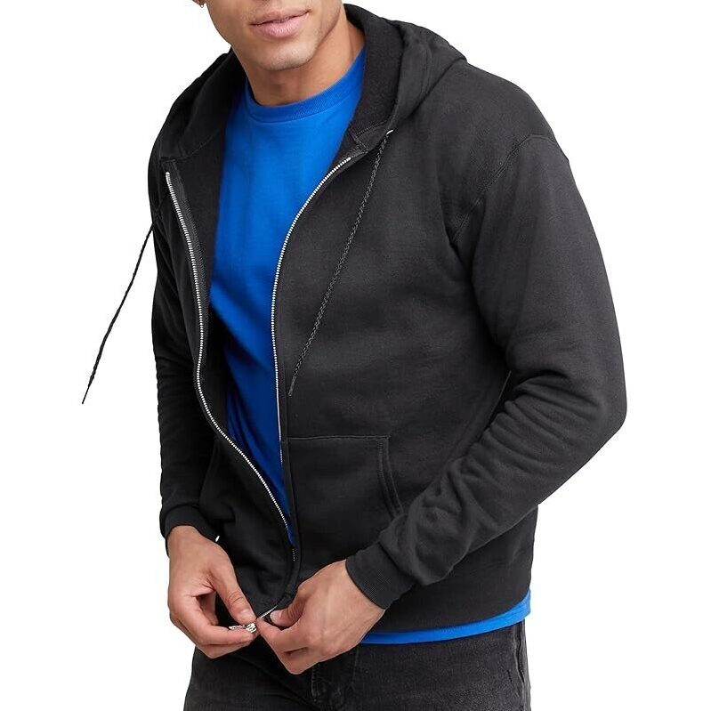 Hanes Men's Zip-Up Hoodie: EcoSmart Fleece Full-Zip Hoodie