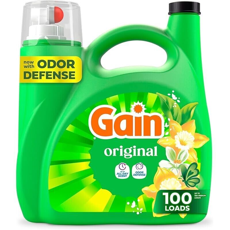 4-Pack Gain Liquid Laundry Detergent with Odor Defense 132oz - Fresh, Clean, and Long-Lasting