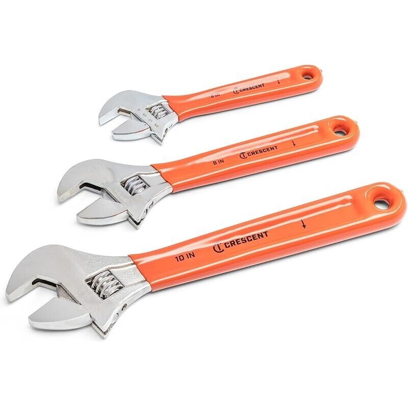 Crescent 3 Piece Adjustable Cushion Grip Wrench Set - Essential Tool Kit