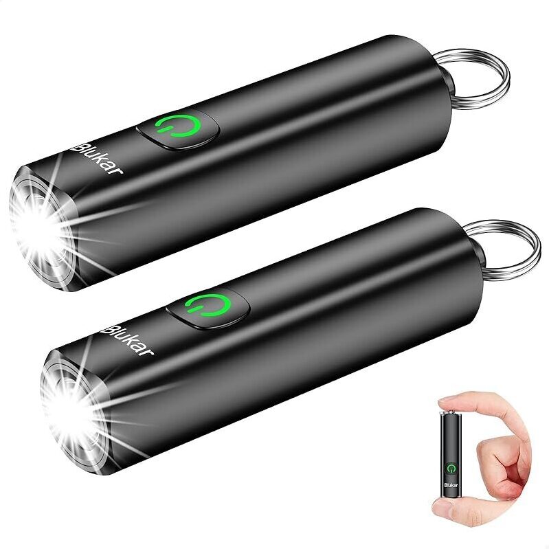 Blukar Rechargeable EDC Flashlight 360L Mini Keychain - 2-Pack