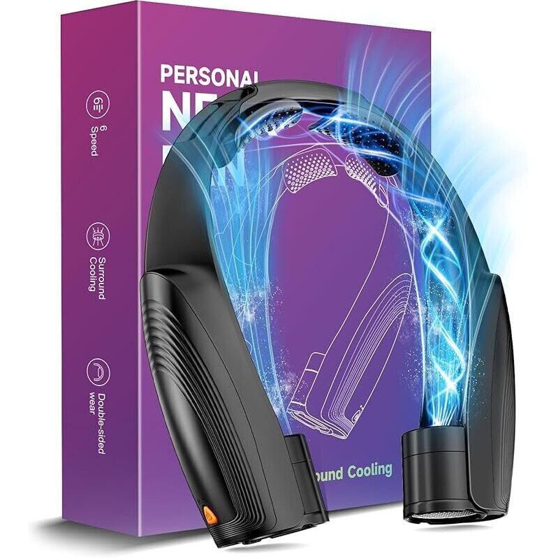 Slientspin 8000mAh AI Portable Neck Fan with 6 Powerful Speeds