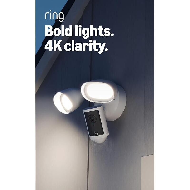 Ring Floodlight Cam Pro - Wired, 2000 Lumen Floodlights, Retinal 4K Video