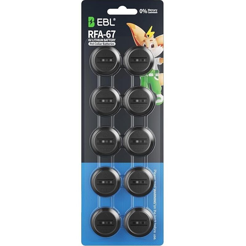 10pk EBL RFA-67 RFA-67D-11 6V Pet Collar Replacement Batteries