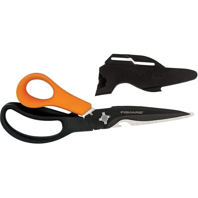 Fiskars 7-in-1 Garden Scissors Multi-Tool with Sheath - Versatile Pruning Shears for Gardening
