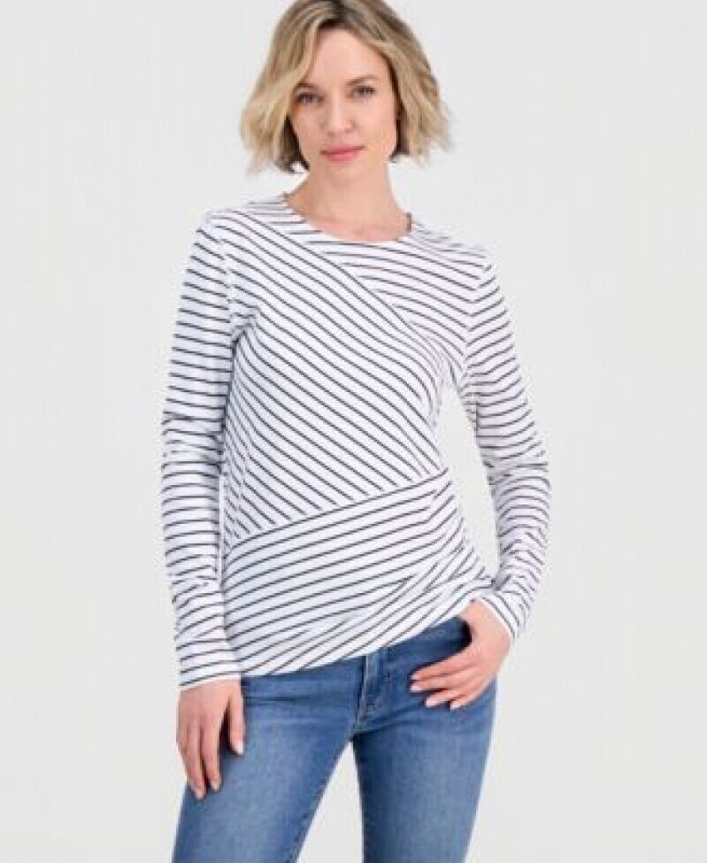 Nautica Women's Mixed-Stripe Long-Sleeve T-Shirt - Stylish & Affordable
