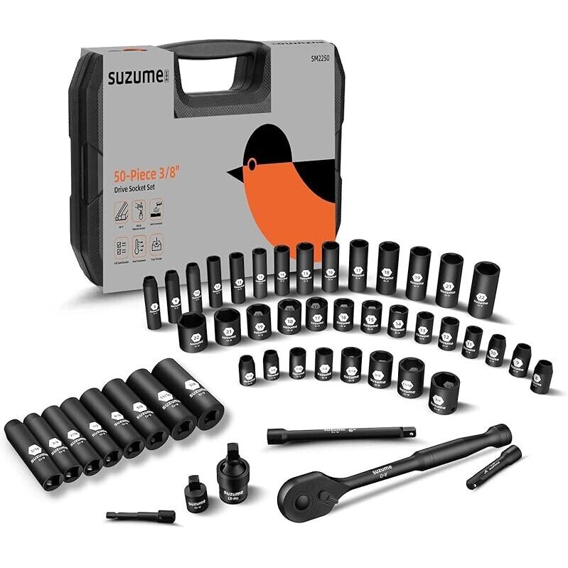 Sleek 50-Piece 3/8'' Drive Socket Set - High-Quality Craftsmanship