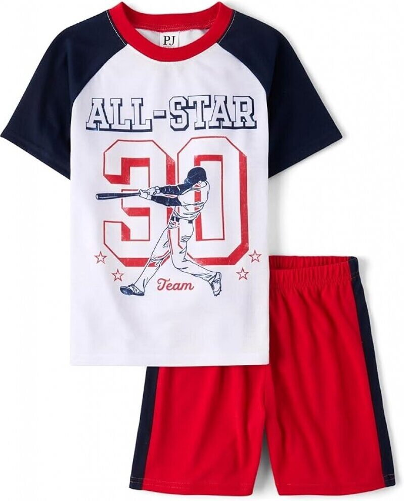 The Children's Place Boys' Sleeve Top and Shorts,2 Piece Pajama Set