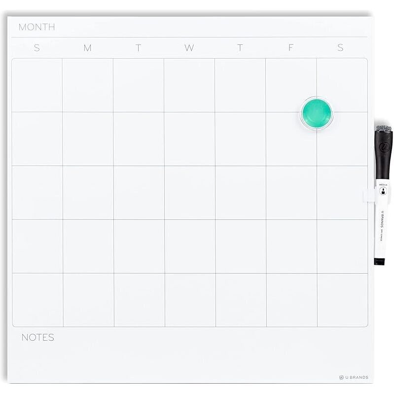 U Brands Square Magnetic Dry Erase Calendar White Board 14x14
