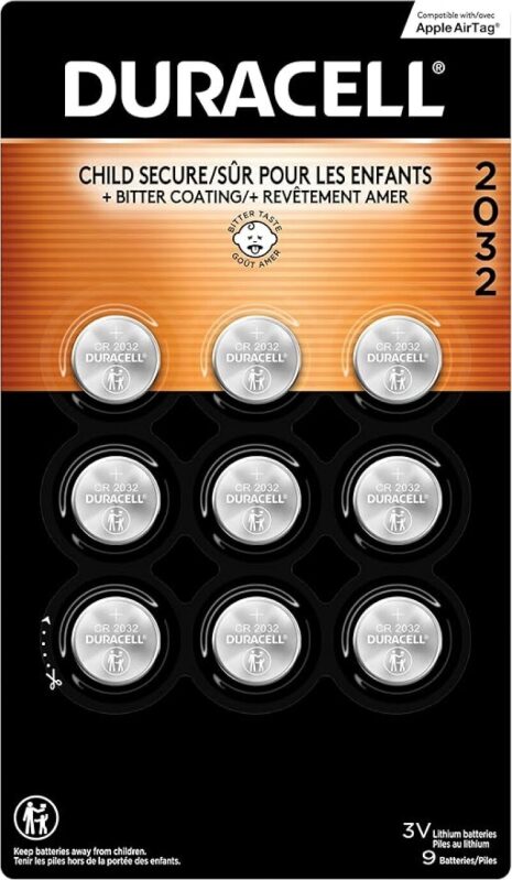 Duracell 2032 Lithium Button Cell Batteries - 9 Pack, Child Safe