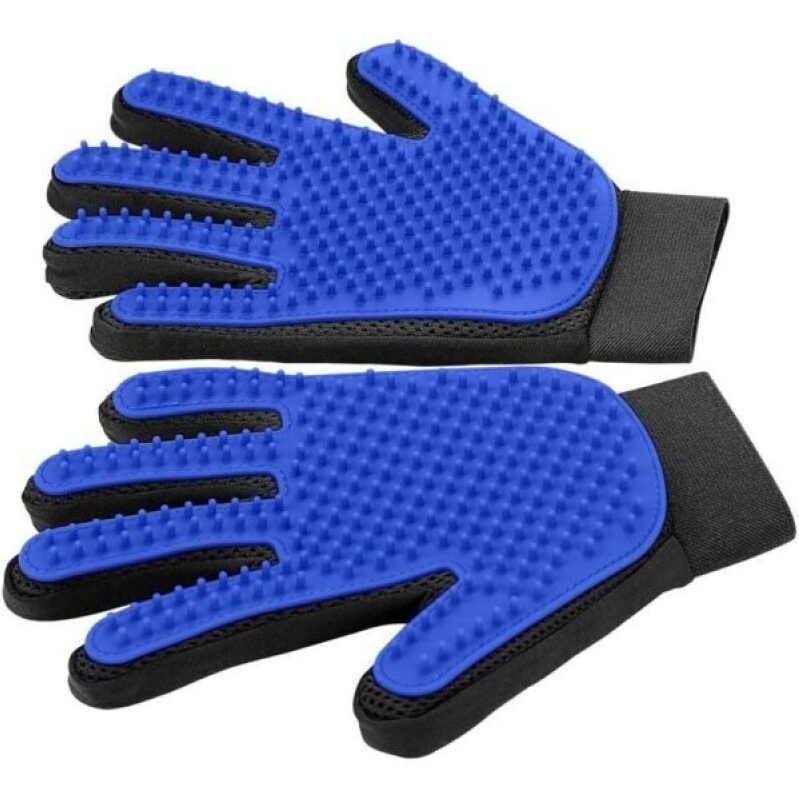 Upgrade Efficient Pet Hair Remover Gloves – Gentle Shedding Brushes for Dogs, Cats & Horses with Long and Short Hair – 1 Pair (Blue) -50% OFF