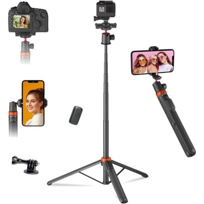 Jishane Camera Tripod with 360° Ball Head - 66.5” Selfie Stick Tripod