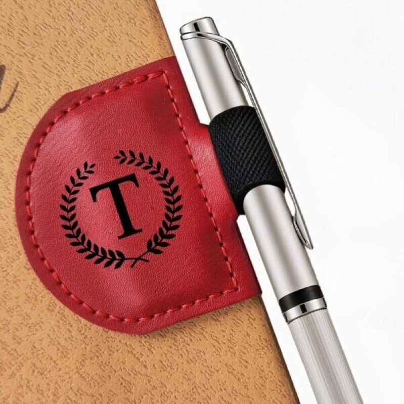 Personalized Leather Bookmark with Pen Holder -40% off