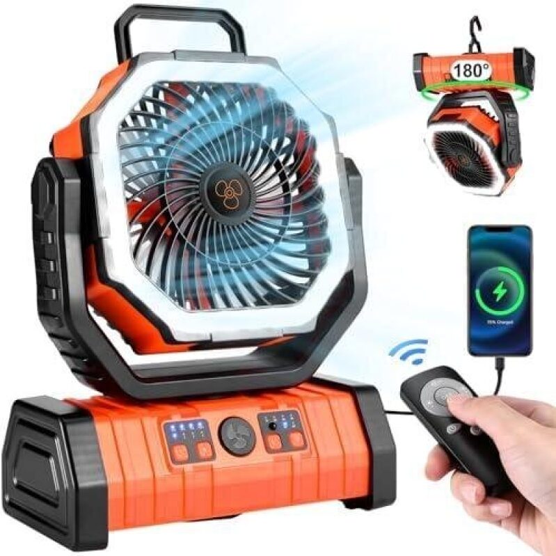 Odoland 30000mAh Oscillating Camping Fan with LED Lantern - 55% OFF