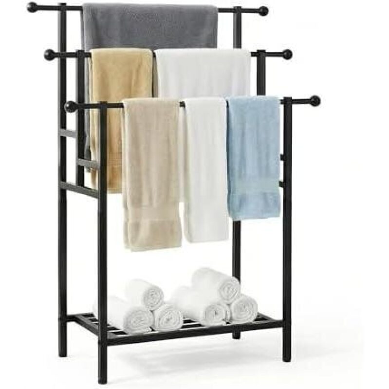 Sleek 3-Tier Alloy Steel Towel Rack with Basket - 50% OFF