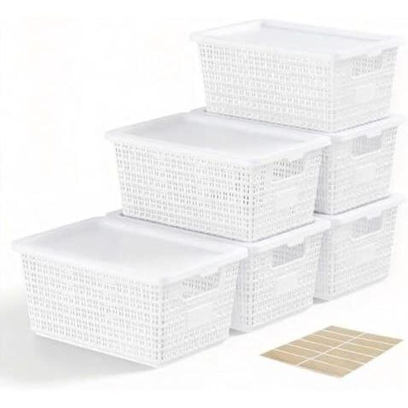 6-Piece Stackable Storage Baskets with Lids - 54% Discount