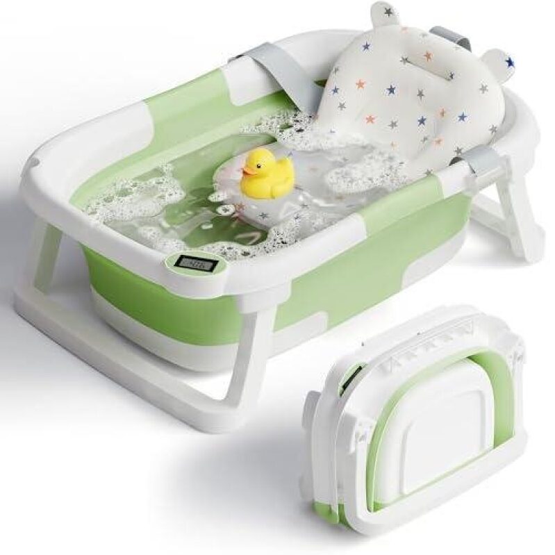 Portable Foldable Baby Bathing Tub with Real-time Thermometer - 50% Discount