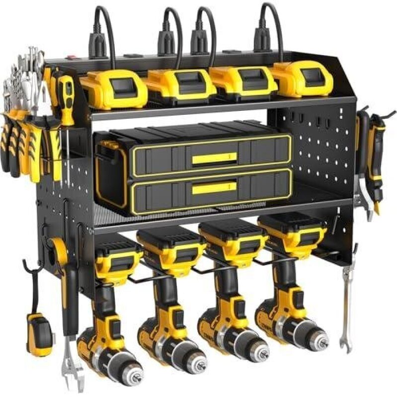 Three-Tier Tool Storage Rack with Charging Station - 50% Discount