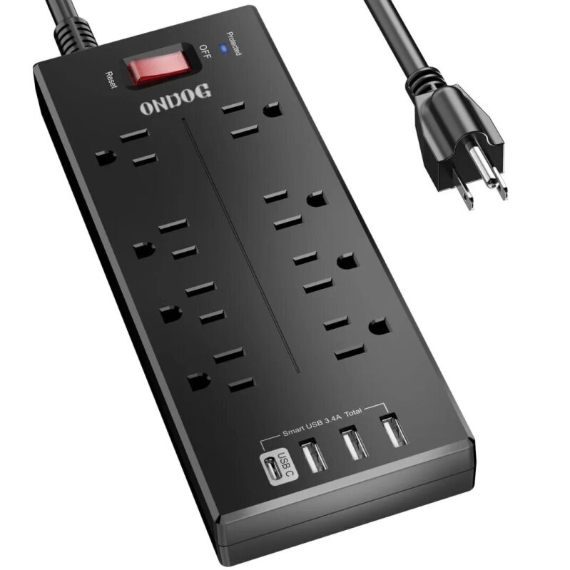 Ondog 8-outlet 4USB Power Strip Surge Protector with 6-ft. Cord - Best Deal at $14