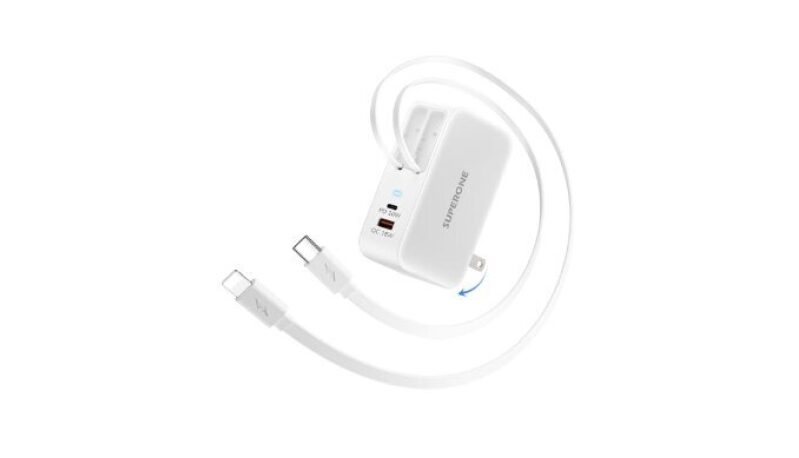 SuperONE Retractable Charger with Dual USB Ports - 78W Fast Charging Solution