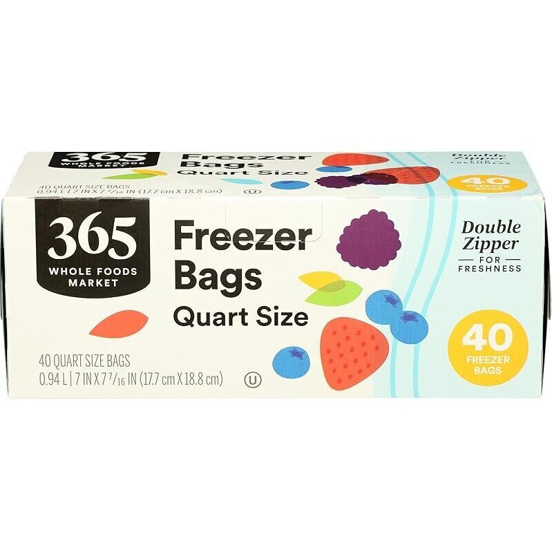 40-Count Quart Size Freezer Bags - Perfect for Freezing Portions and Leftovers