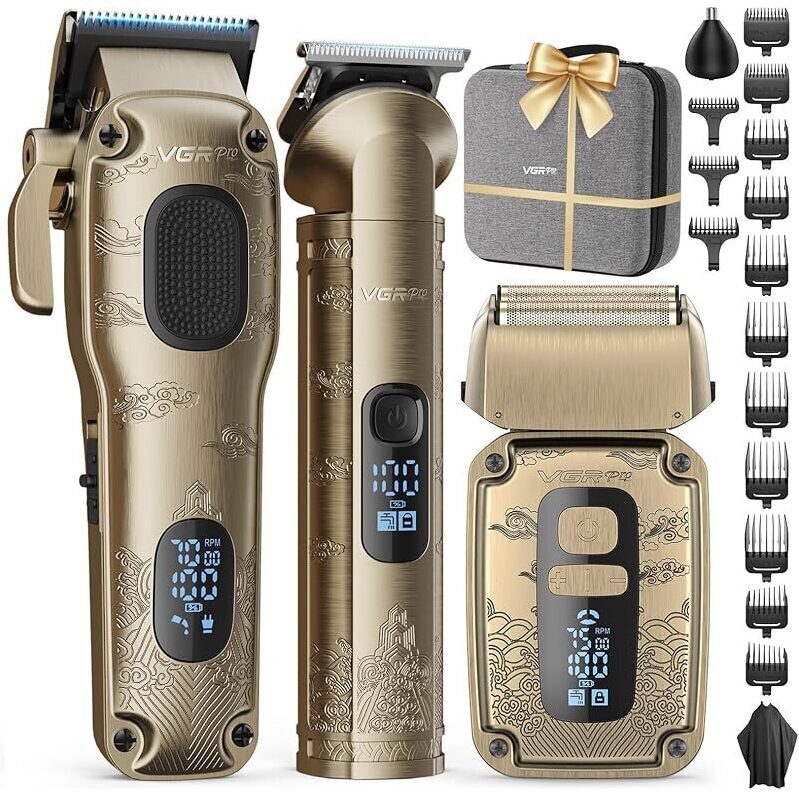 VGR Pro Hair Clipper, Trimmer, and Foil Shaver Set with Accessories