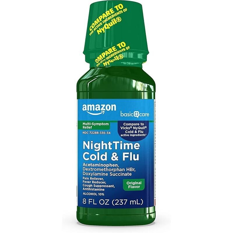 Amazon Basic Care Nighttime Cold & Flu Relief - Affordable Relief