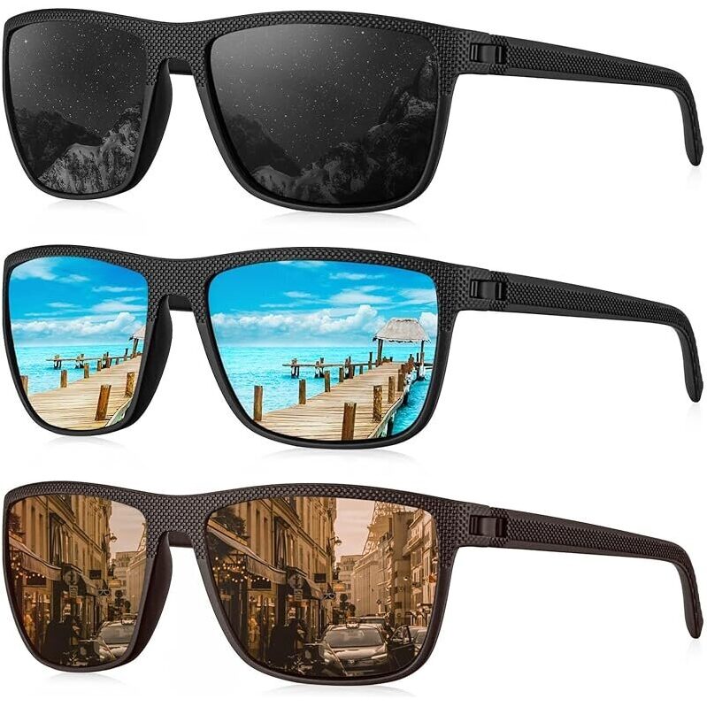 3pk KALIYADI Polarized Sunglasses for Men w/UV Protection