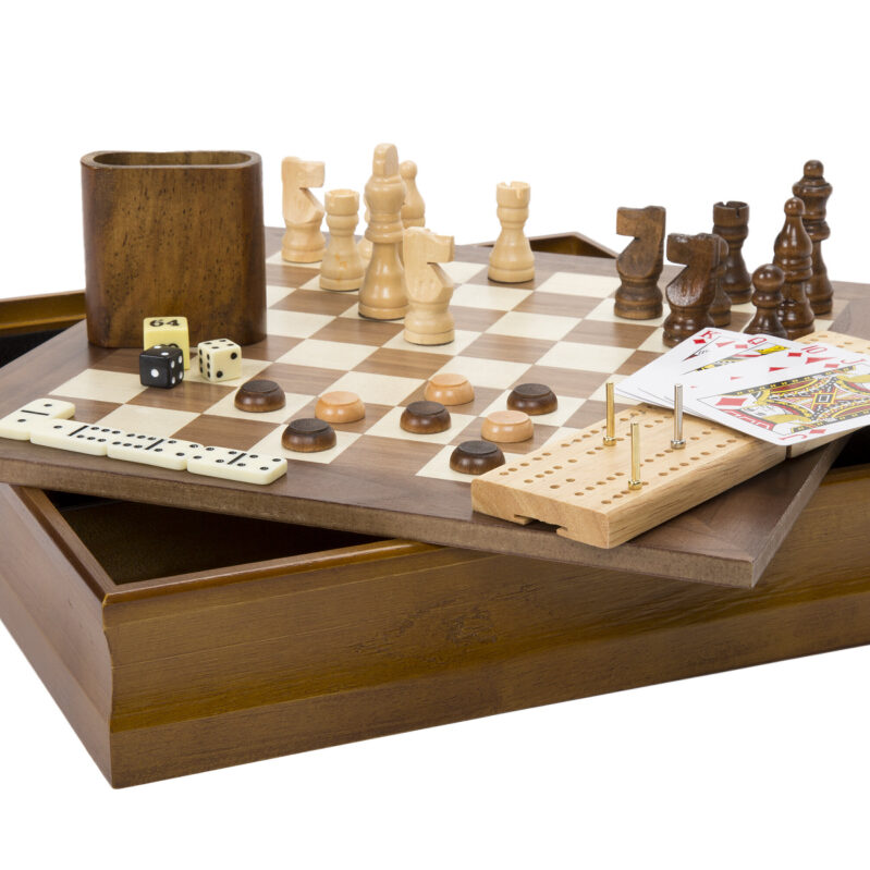 7-in-1 Classic Wooden Board Games Set - Ultimate Family Fun
