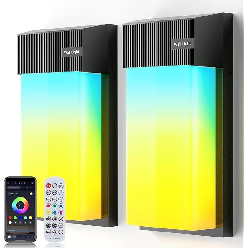 OIYN Smart Outdoor Wall Light, RGBWW LED Porch Light - 2-Pack