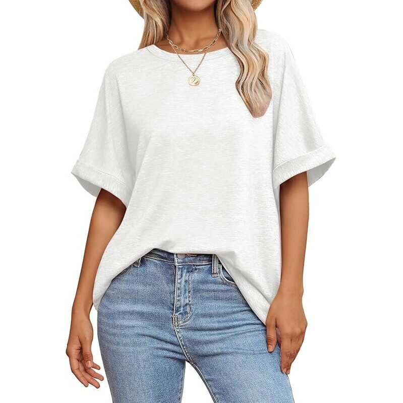 GKBK Women Oversized T Shirts Crew Neck Short Sleeve Tops - Soft, Stretchy & Cozy
