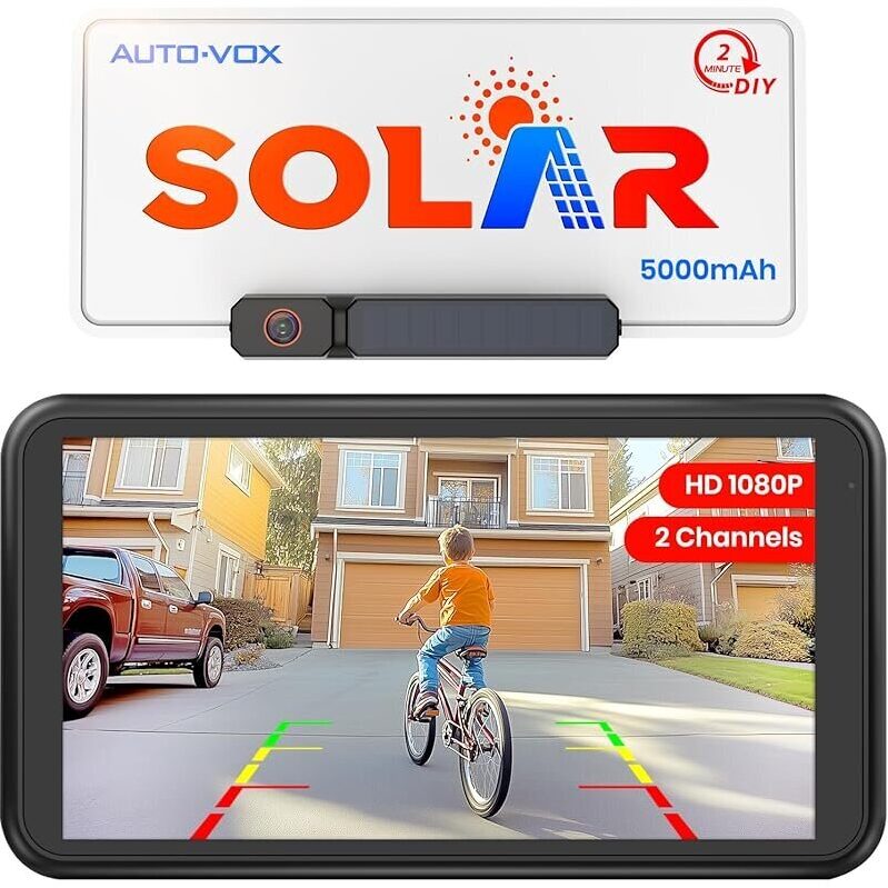 AUTO-VOX Solar Wireless Backup Camera with 5-inch 1080P Monitor