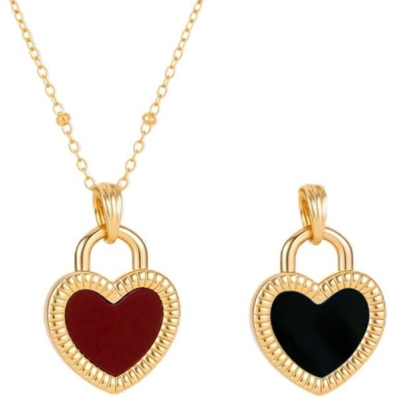 Milan Chiva Womens Heart Pendant Gold Necklace - 50% Off