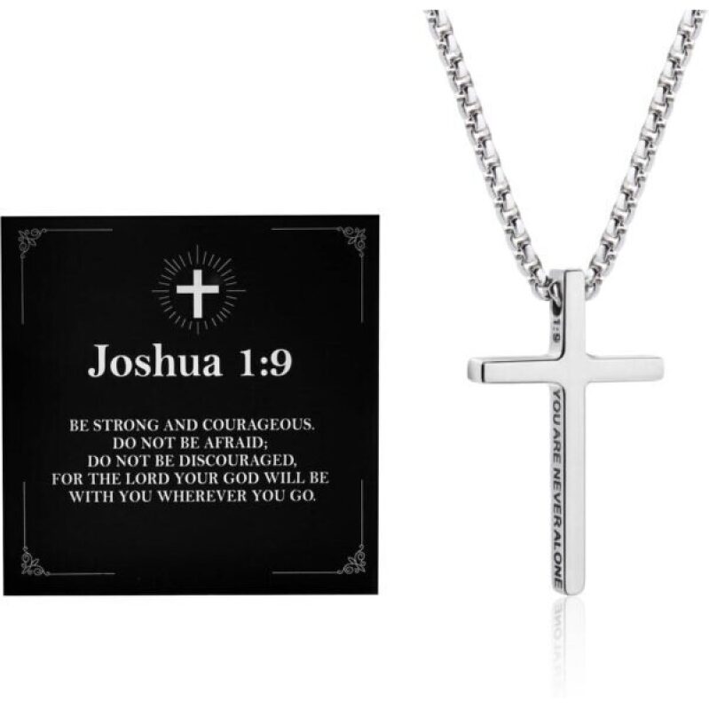 Men's Cross Necklace with Bible Verse, 56% Off