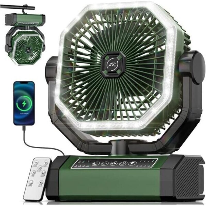 Allison Camping Fan - 24000mAh Rechargeable Battery Fan with Light & Remote