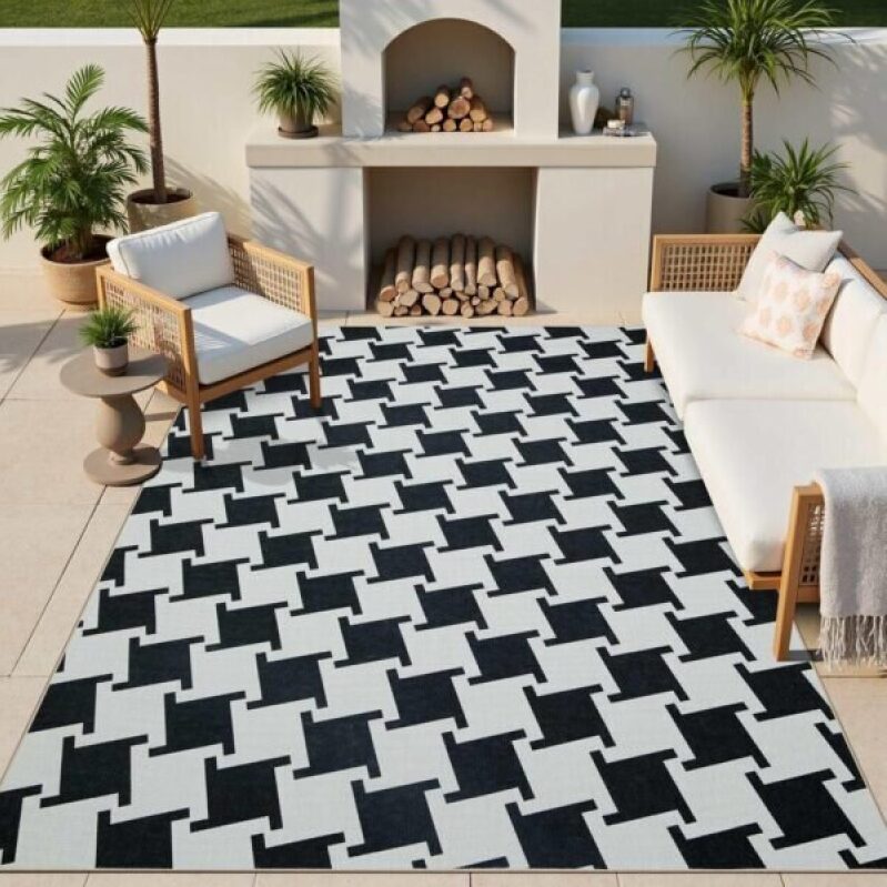 Modern Checkered Jute Rug - 5x7 - 50% Off