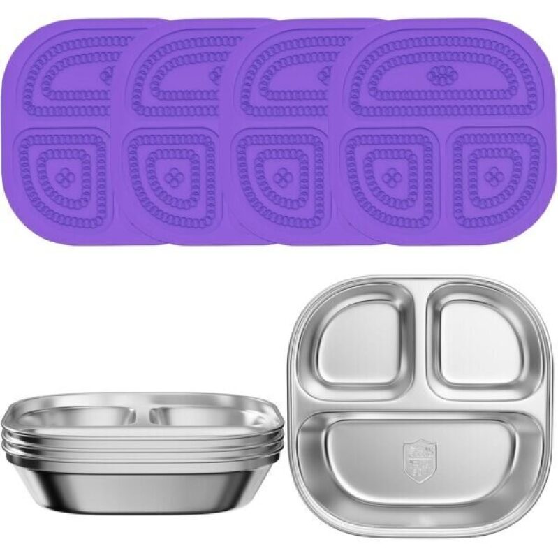 ENCYS Set of 4 Stainless Steel Snack Containers for Kids - BPA Free, Reusable, Durable