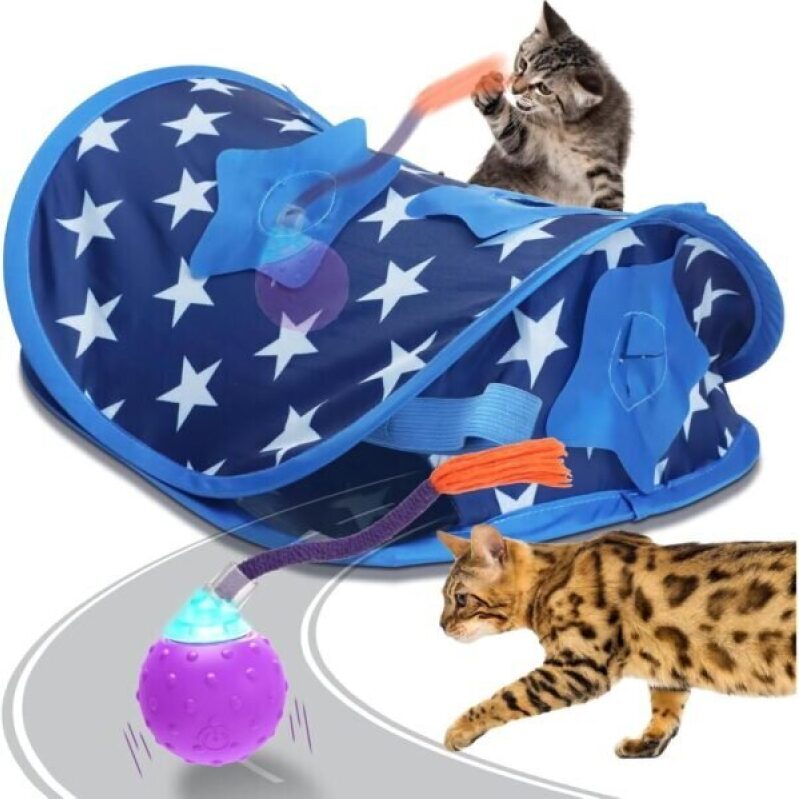 Interactive Cat Toys Hide-and-Seek, Touch to Activate, Real Mouse Squeaking Sound