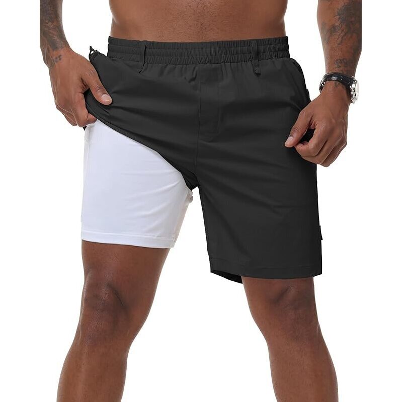 ZKMAN Men's 2 in 1 Hybrid Casual Shorts