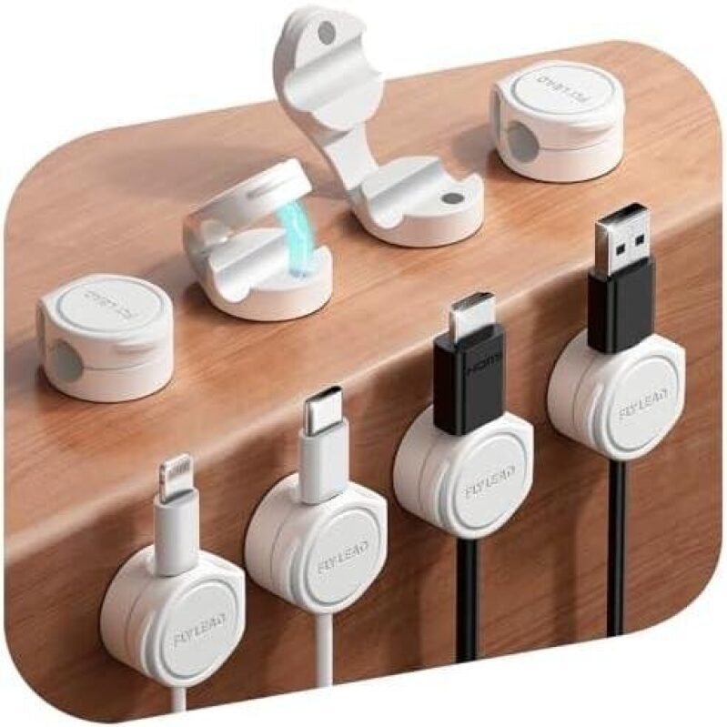 Magnetic Cable Organizer - 8 Pack, Premium Silicone, 8mm Width