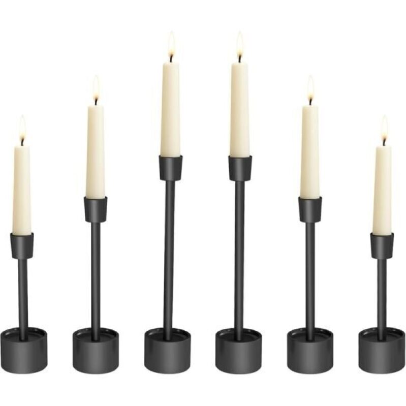 Stylish Black Candle Holders for Elegant Dining or Wedding Centerpieces - 6 Pack