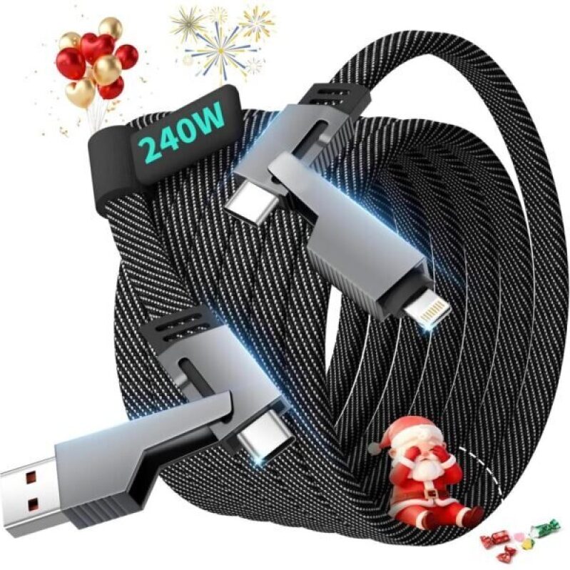 4-in-1 Multi Charging Cable for All Devices - 5 FT