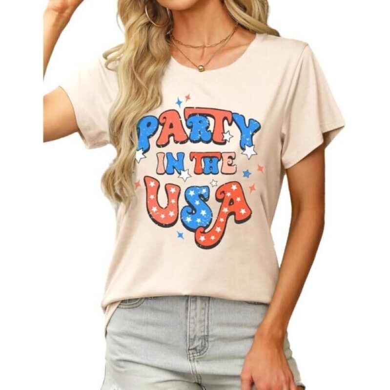 Memorial Day and Fourth of July Party T-shirt for Women - Patriotic Graphic Tee