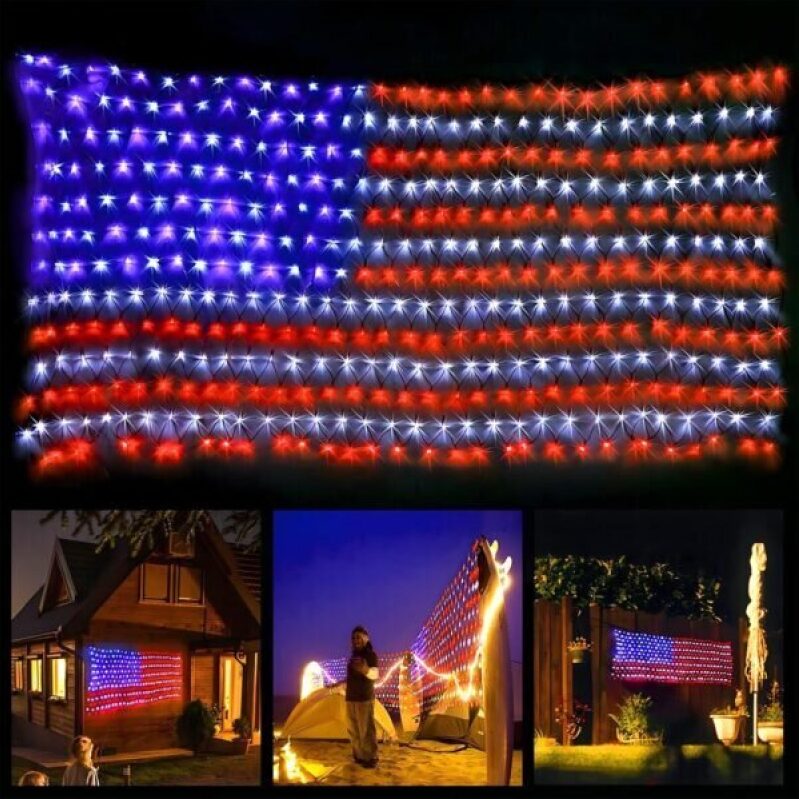 Patriotic American Flag Net Lights - 40% Off