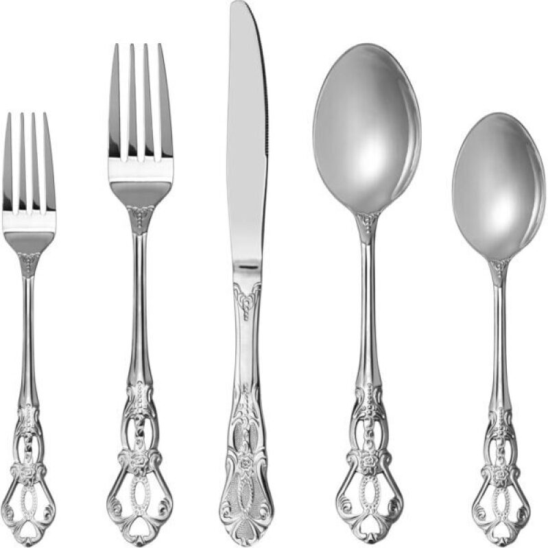 Runfly Retro Royal 20-Piece Flatware Set - Elegant Stainless Steel Cutlery