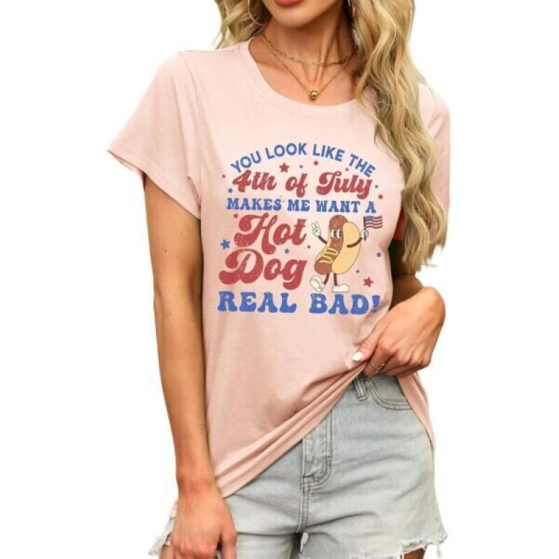 Patriotic Graphic Tee for Women - Light Pink, XX-Large - 50% Off